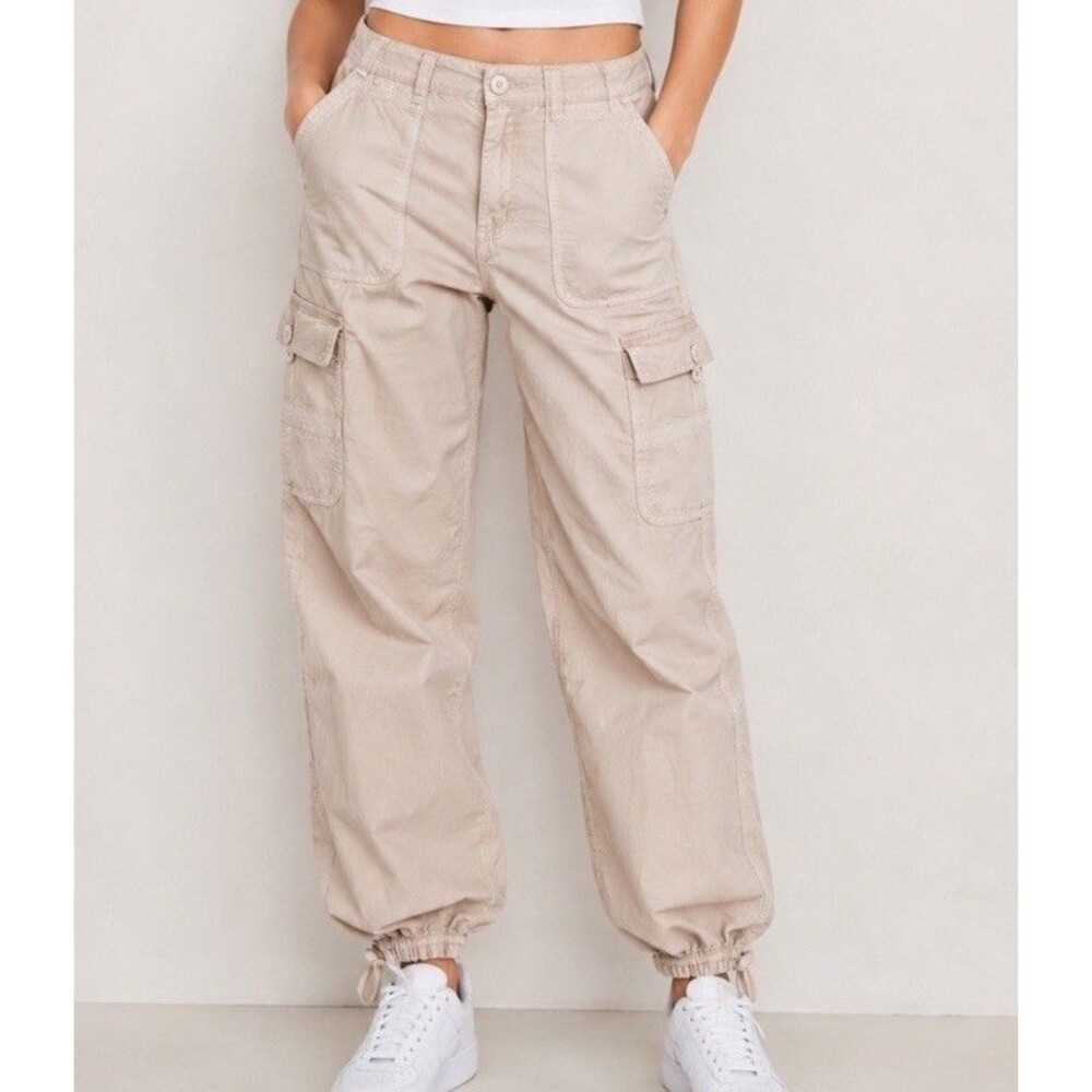 American Eagle Womens Stretch Cargo Jogger Pants Size 0 Khaki Utility Y2K